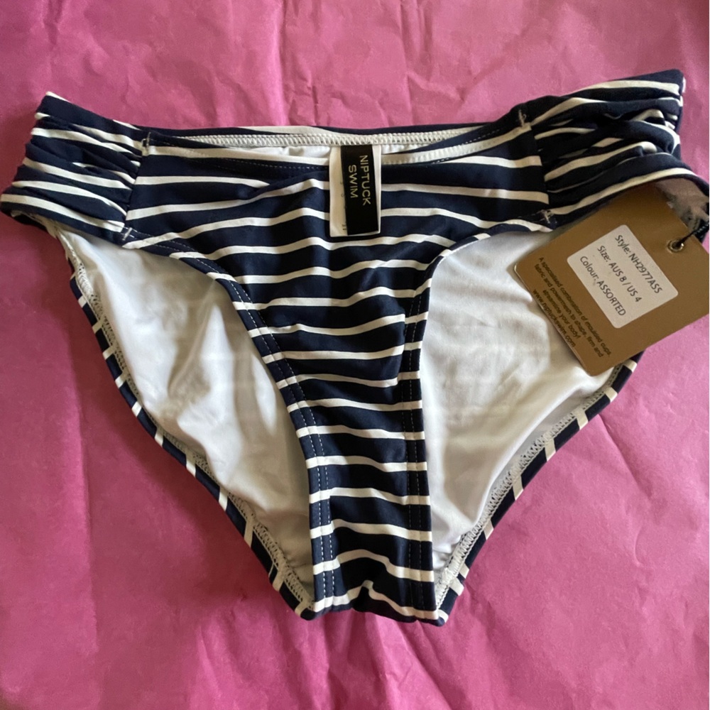 Nip Tuck Blue and White Striped Bikini Swimwear